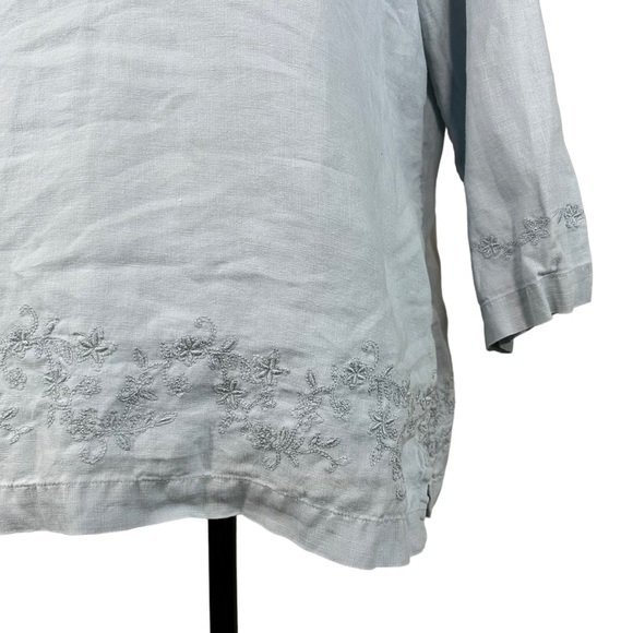 J Jill Light Blue Linen Embroidery Tunic - Picture 6 of 7